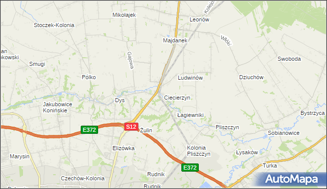mapa Ciecierzyn gmina Niemce, Ciecierzyn gmina Niemce na mapie Targeo