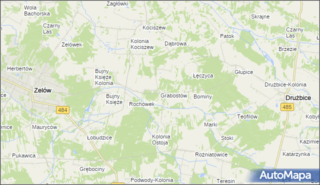 mapa Grabostów gmina Zelów, Grabostów gmina Zelów na mapie Targeo