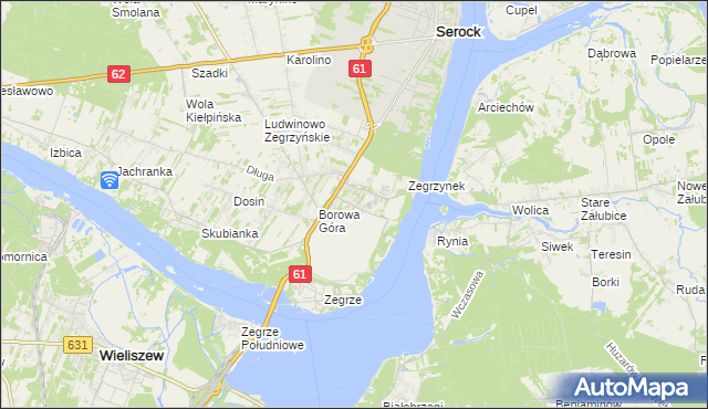 mapa Jadwisin gmina Serock, Jadwisin gmina Serock na mapie Targeo