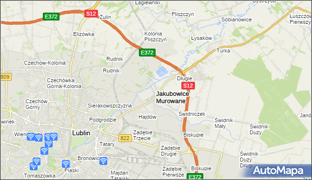 mapa Jakubowice Murowane, Jakubowice Murowane na mapie Targeo