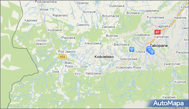 mapa Kościelisko, Kościelisko na mapie Targeo
