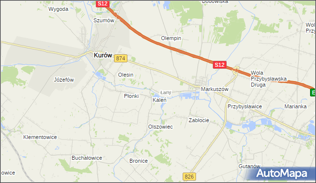 mapa Łany gmina Markuszów, Łany gmina Markuszów na mapie Targeo