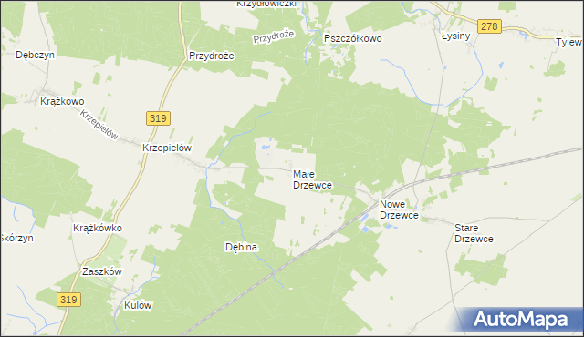 mapa Małe Drzewce, Małe Drzewce na mapie Targeo