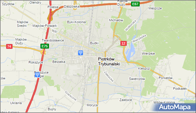 mapa Piotrków Trybunalski, Piotrków Trybunalski na mapie Targeo