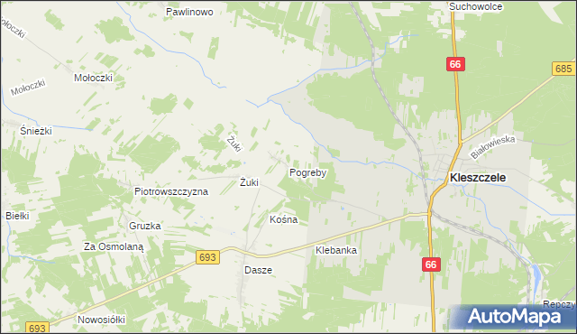 mapa Pogreby, Pogreby na mapie Targeo