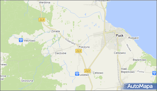 mapa Połczyno gmina Puck, Połczyno gmina Puck na mapie Targeo