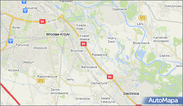 mapa Radwanice gmina Siechnice, Radwanice gmina Siechnice na mapie Targeo