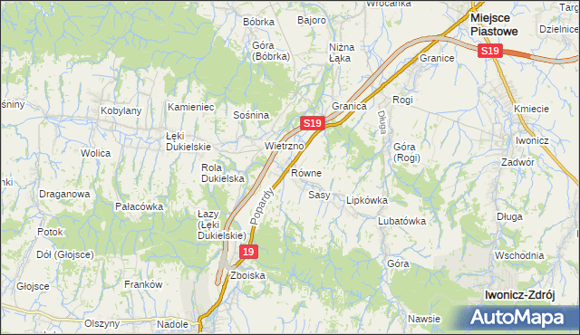 mapa Równe gmina Dukla, Równe gmina Dukla na mapie Targeo
