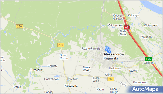 mapa Rożno-Parcele, Rożno-Parcele na mapie Targeo