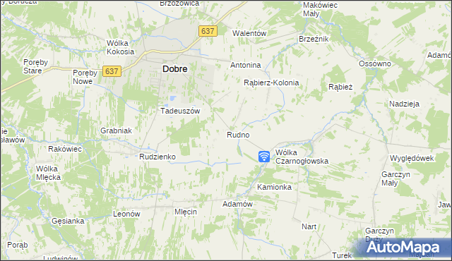 mapa Rudno gmina Dobre, Rudno gmina Dobre na mapie Targeo