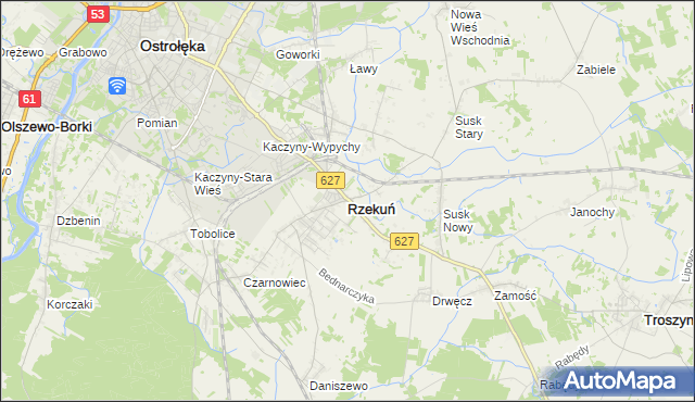 mapa Rzekuń, Rzekuń na mapie Targeo