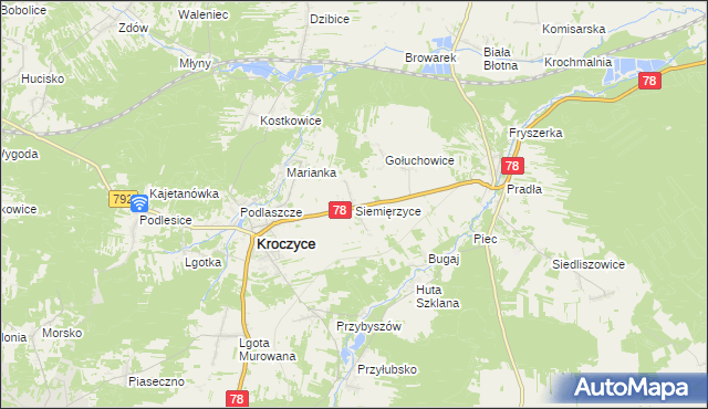 mapa Siemięrzyce, Siemięrzyce na mapie Targeo