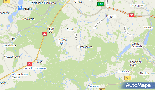 mapa Skrzeszewo gmina Żukowo, Skrzeszewo gmina Żukowo na mapie Targeo