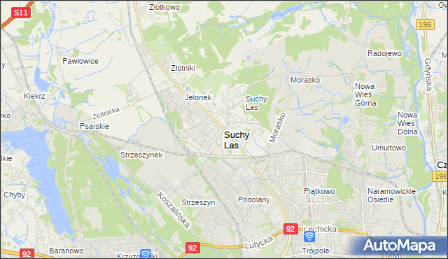 mapa Suchy Las powiat poznański, Suchy Las powiat poznański na mapie Targeo