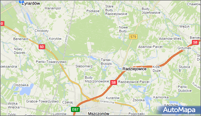 mapa Tartak Brzózki, Tartak Brzózki na mapie Targeo