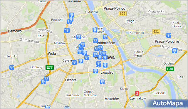 mapa Warszawy, Warszawa na mapie Targeo