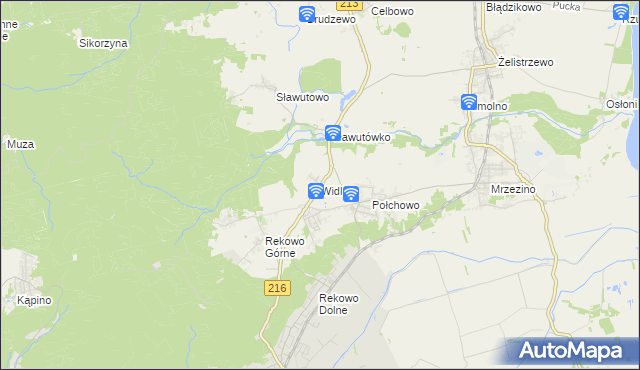 mapa Widlino gmina Puck, Widlino gmina Puck na mapie Targeo