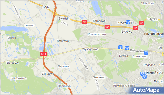 mapa Wysogotowo, Wysogotowo na mapie Targeo