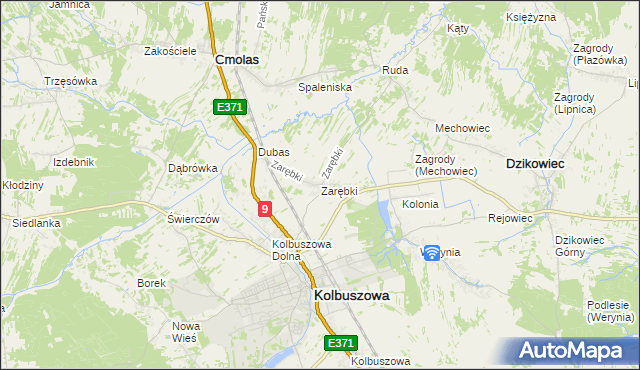 mapa Zarębki gmina Kolbuszowa, Zarębki gmina Kolbuszowa na mapie Targeo