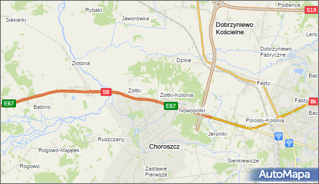 mapa Żółtki-Kolonia, Żółtki-Kolonia na mapie Targeo