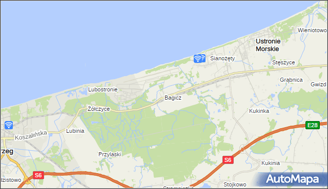 mapa Bagicz, Bagicz na mapie Targeo