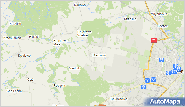 mapa Bierkowo, Bierkowo na mapie Targeo