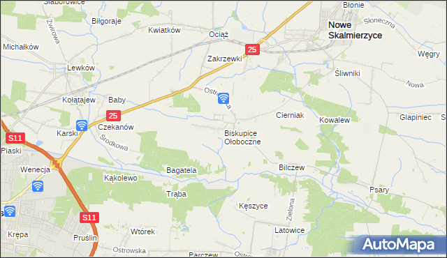 mapa Biskupice Ołoboczne, Biskupice Ołoboczne na mapie Targeo