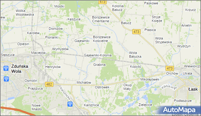 mapa Borszewice Kolejowe, Borszewice Kolejowe na mapie Targeo
