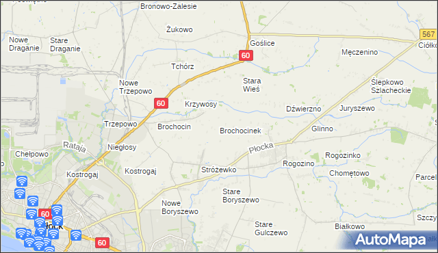 mapa Brochocinek gmina Radzanowo, Brochocinek gmina Radzanowo na mapie Targeo