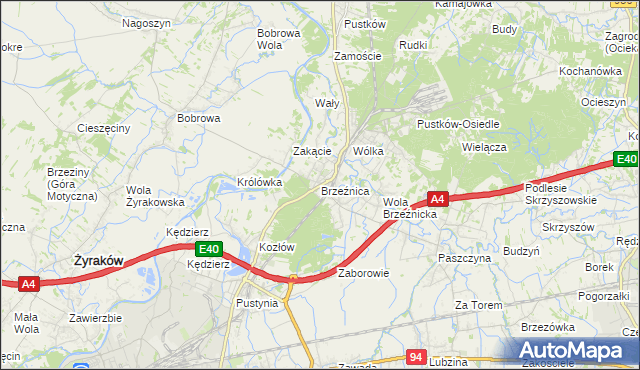 mapa Brzeźnica gmina Dębica, Brzeźnica gmina Dębica na mapie Targeo