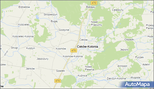 mapa Ceków-Kolonia, Ceków-Kolonia na mapie Targeo