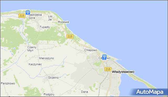 mapa Chłapowo gmina Władysławowo, Chłapowo gmina Władysławowo na mapie Targeo