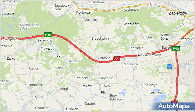 mapa Chrosna gmina Liszki, Chrosna gmina Liszki na mapie Targeo