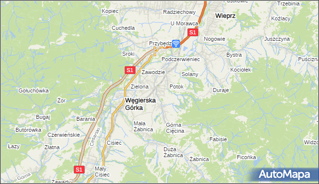 mapa Cięcina, Cięcina na mapie Targeo