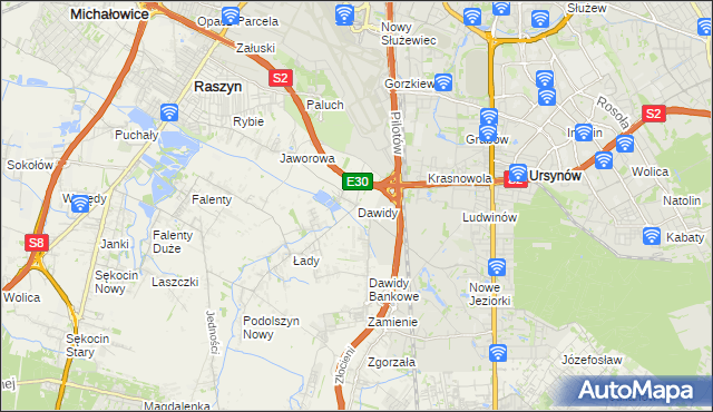 mapa Dawidy gmina Raszyn, Dawidy gmina Raszyn na mapie Targeo