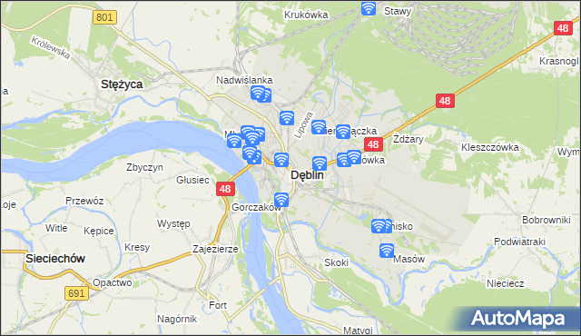 mapa Dęblin, Dęblin na mapie Targeo