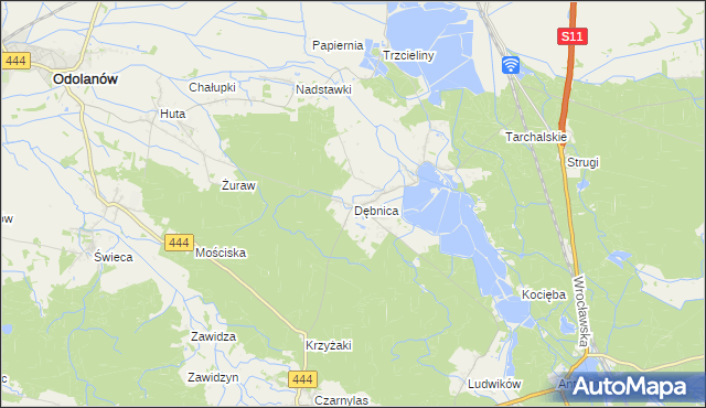 mapa Dębnica gmina Przygodzice, Dębnica gmina Przygodzice na mapie Targeo