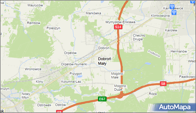 mapa Dobroń Mały, Dobroń Mały na mapie Targeo