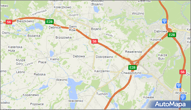mapa Dobrzewino, Dobrzewino na mapie Targeo