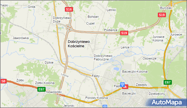 mapa Dobrzyniewo Fabryczne, Dobrzyniewo Fabryczne na mapie Targeo