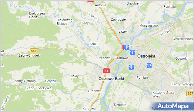 mapa Drężewo, Drężewo na mapie Targeo