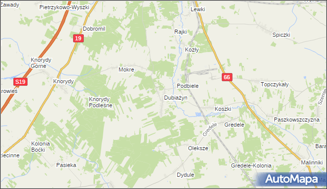 mapa Dubiażyn, Dubiażyn na mapie Targeo