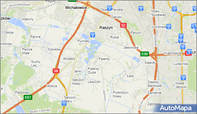 mapa Falenty, Falenty na mapie Targeo