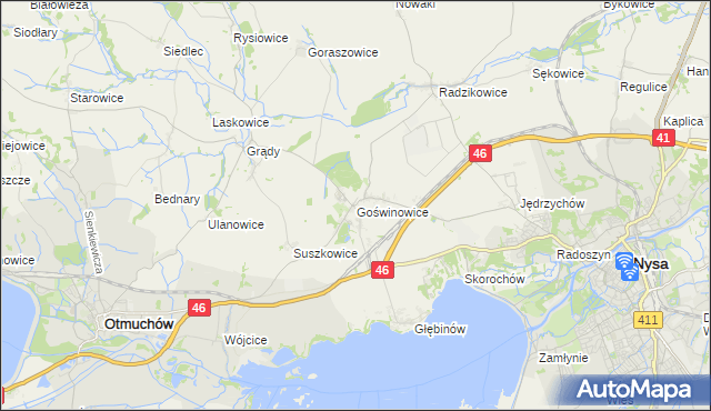 mapa Goświnowice, Goświnowice na mapie Targeo