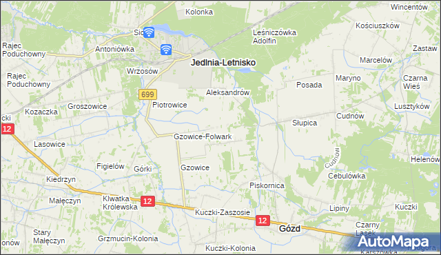 mapa Gzowice-Kolonia, Gzowice-Kolonia na mapie Targeo