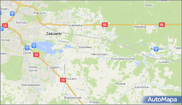 mapa Henrykowo gmina Supraśl, Henrykowo gmina Supraśl na mapie Targeo