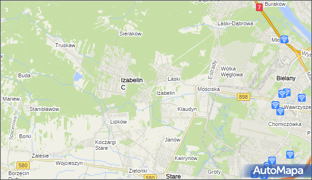 mapa Izabelin powiat warszawski zachodni, Izabelin powiat warszawski zachodni na mapie Targeo