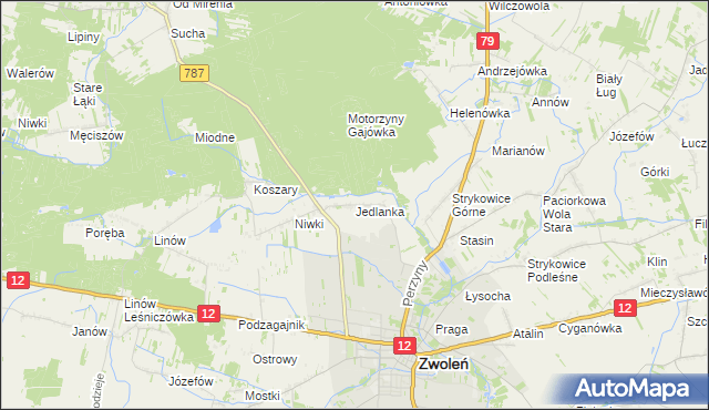 mapa Jedlanka gmina Zwoleń, Jedlanka gmina Zwoleń na mapie Targeo