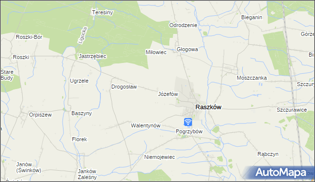 mapa Józefów gmina Raszków, Józefów gmina Raszków na mapie Targeo