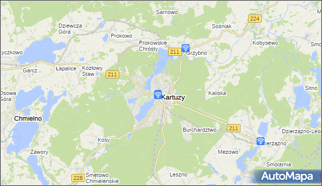 mapa Kartuzy, Kartuzy na mapie Targeo